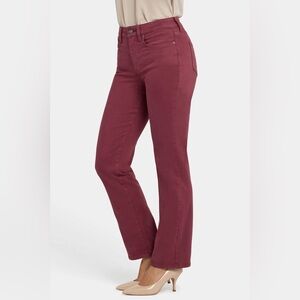 NYDJ Marilyn Stretch Straight Leg Petite Jeans in Mahogany Brown, size 6P